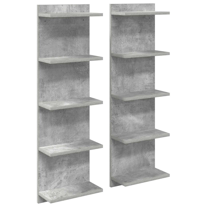 Væghylde 2 stk. Betongrå 30 x 15 x 100 cm Konstrueret træ