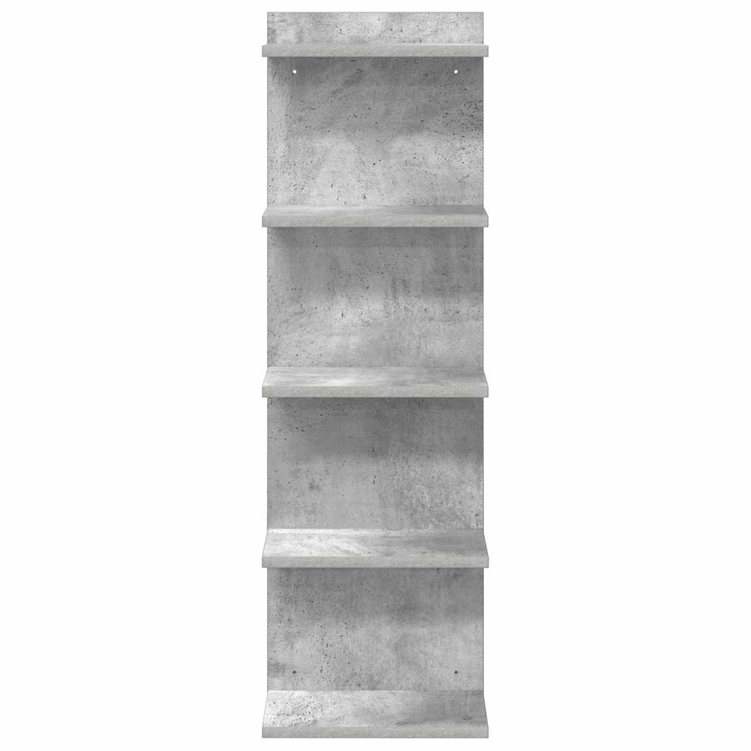 Væghylde 2 stk. Betongrå 30 x 15 x 100 cm Konstrueret træ