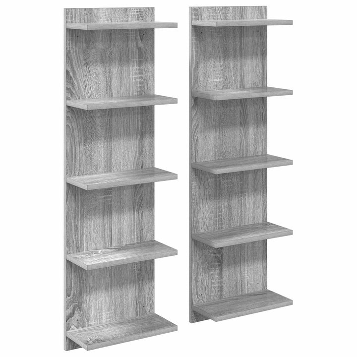 Væghylde 2 pcs Grå Sonoma 30 x 15 x 100 cm Konstrueret træ