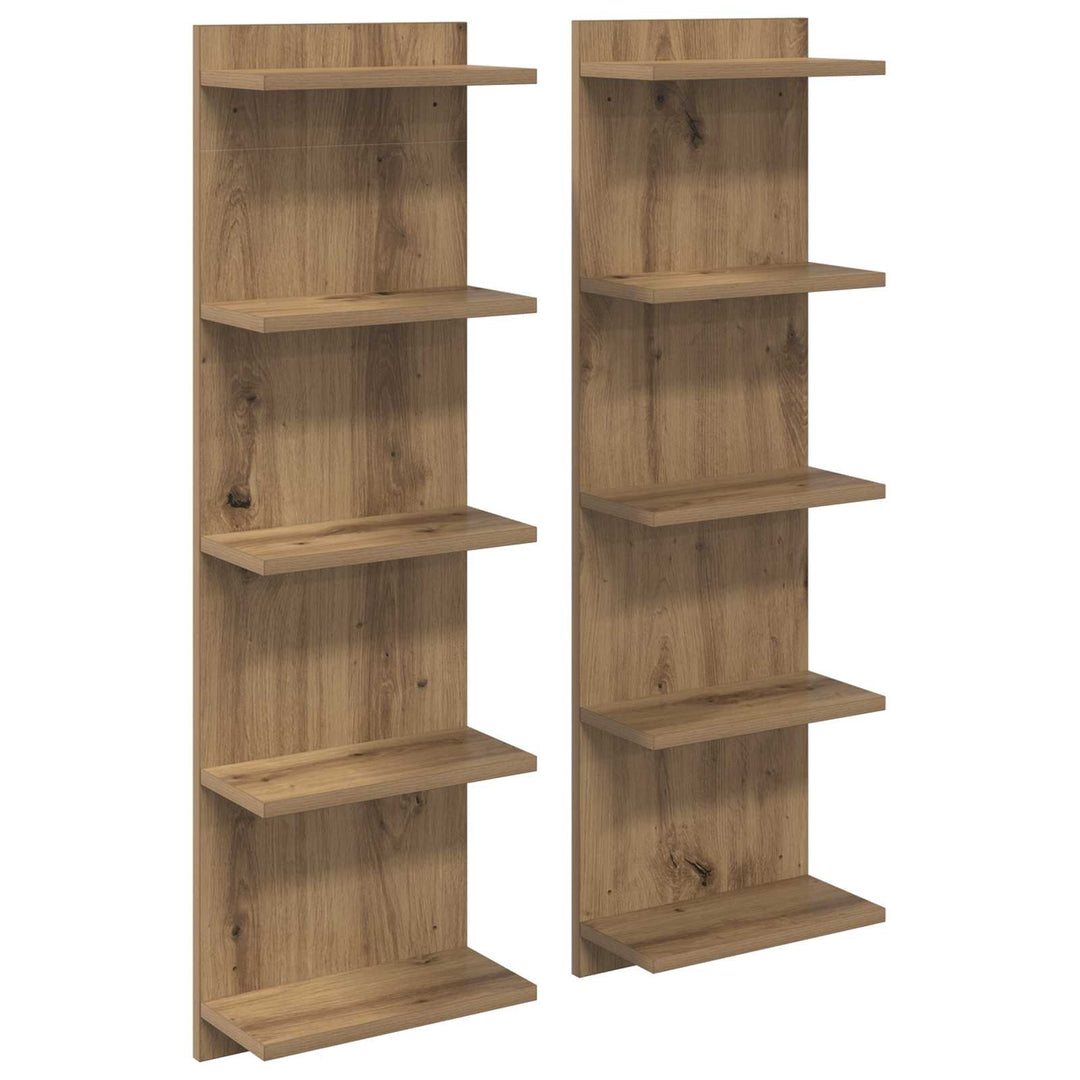 Væghylde 2 pcs Artisan-eg 30 x 15 x 100 cm Konstrueret træ