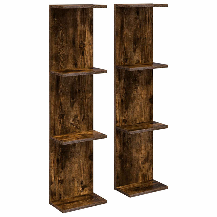Væghylde 2 pcs Røget eg 22 x 15 x 100 cm Konstrueret træ