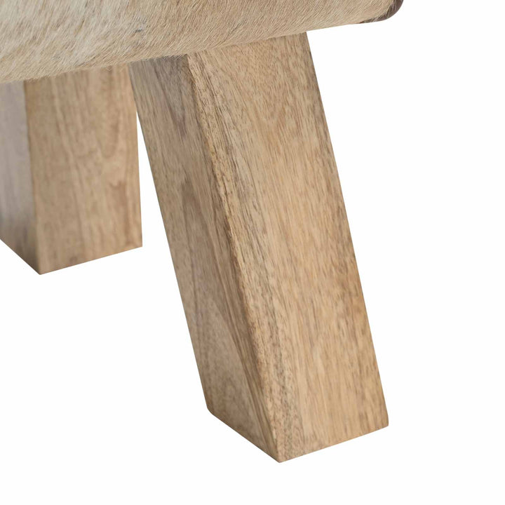 bænk 40 x 30 x 45 cm Ægte Læder Brun og hvid