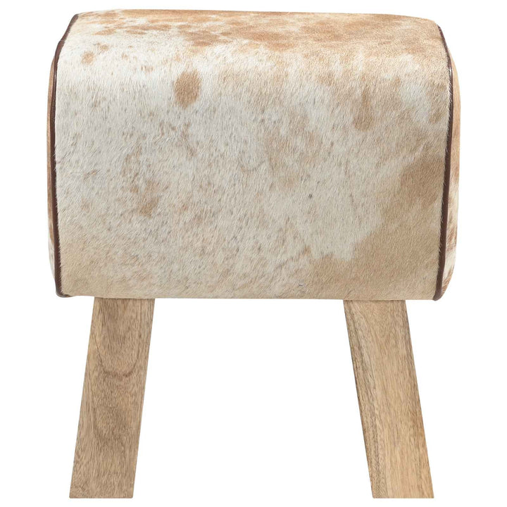 bænk 40 x 30 x 45 cm Ægte Læder Brun og hvid