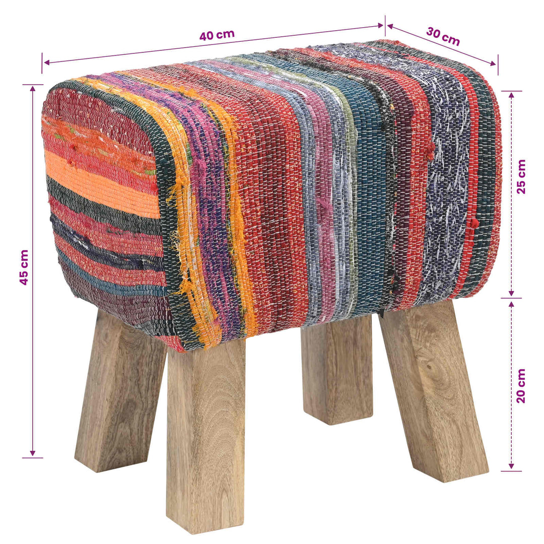 bænk 40 x 30 x 45 cm Ægte Læder Flerfarvet