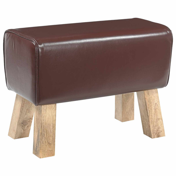 bænk 60 x 30 x 45 cm Ægte Læder Mørk Brun