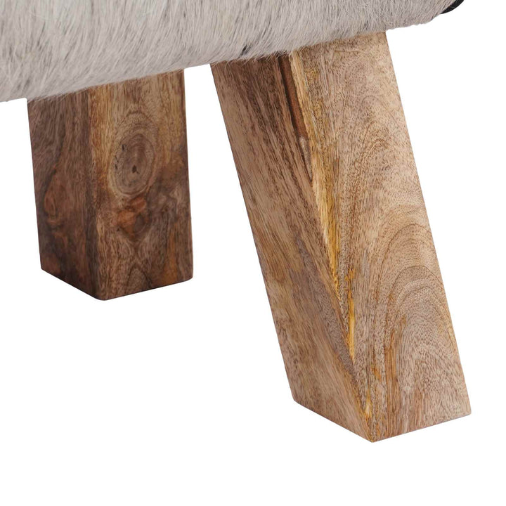 bænk 60 x 30 x 45 cm Ægte Læder Sort og Hvid