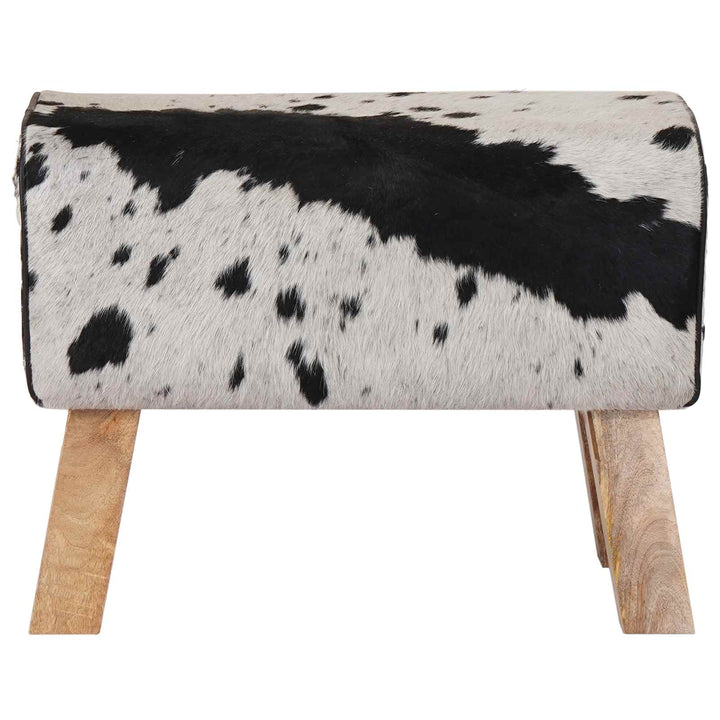 bænk 60 x 30 x 45 cm Ægte Læder Sort og Hvid