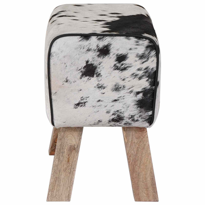 bænk 60 x 30 x 45 cm Ægte Læder Sort og Hvid