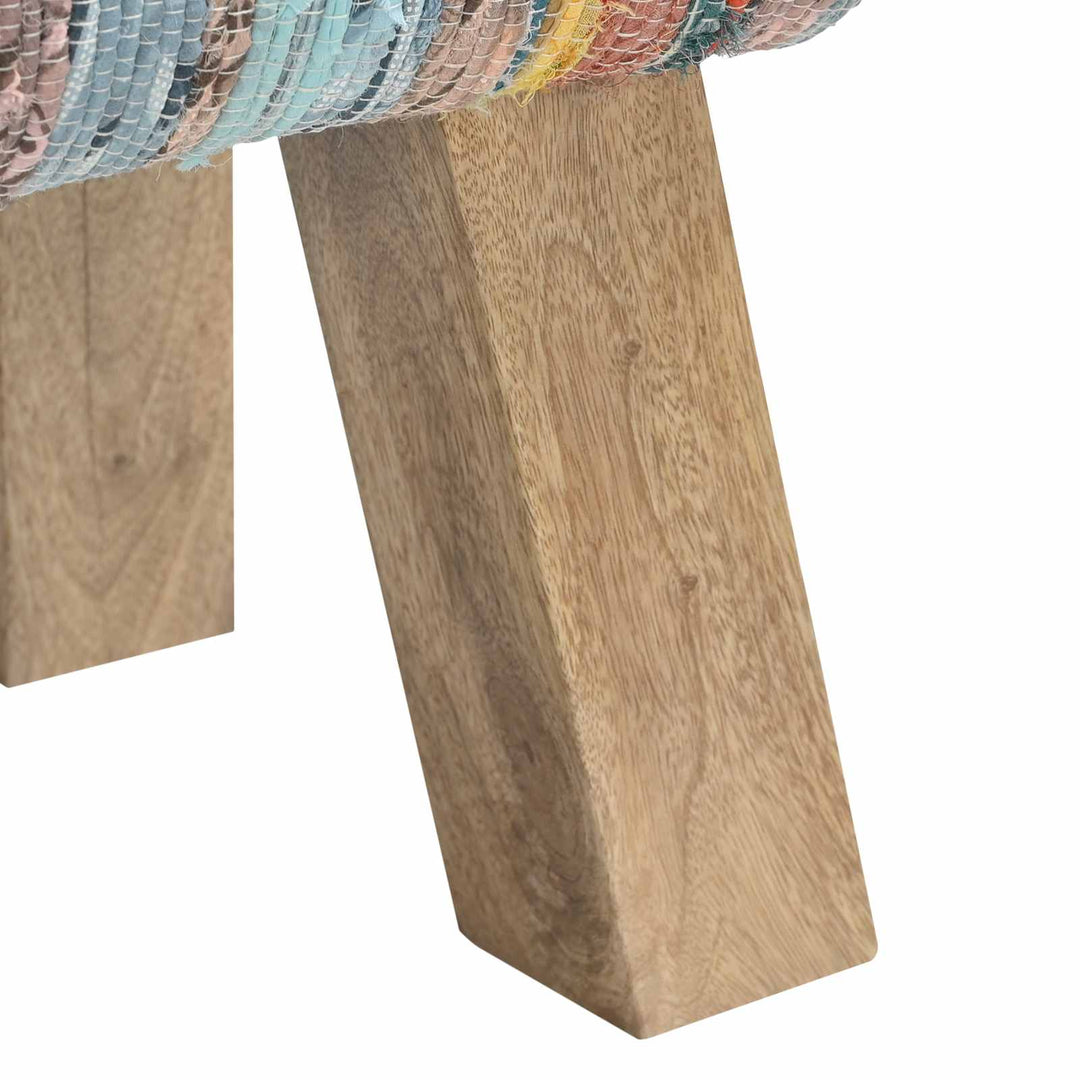 bænk 60 x 30 x 45 cm Ægte Læder Flerfarvet