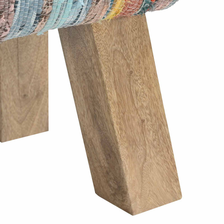 bænk 60 x 30 x 45 cm Ægte Læder Flerfarvet