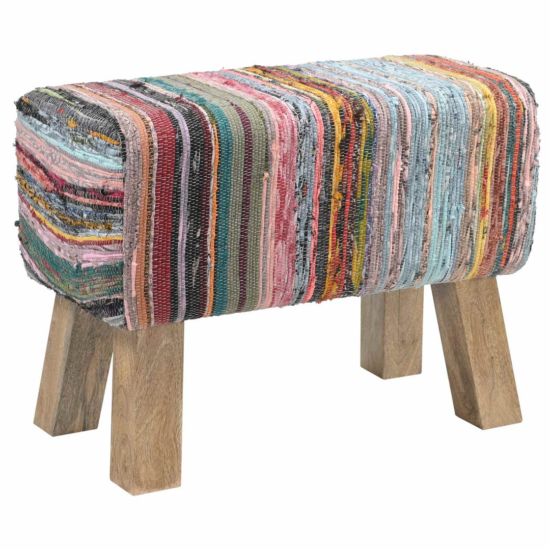bænk 60 x 30 x 45 cm Ægte Læder Flerfarvet