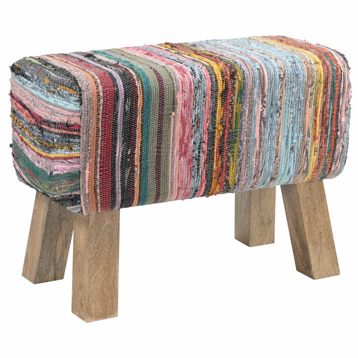 bænk 60 x 30 x 45 cm Ægte Læder Flerfarvet