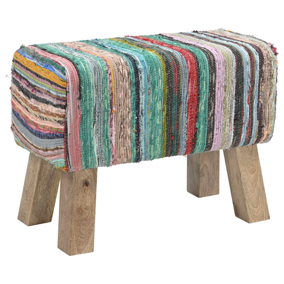 bænk 60 x 30 x 45 cm Ægte Læder Flerfarvet