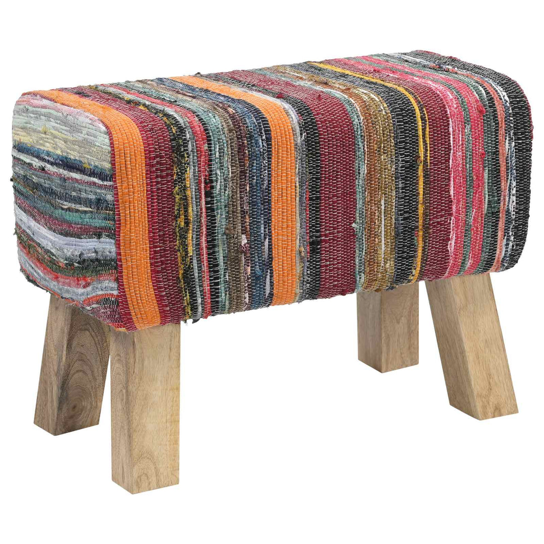 bænk 60 x 30 x 45 cm Ægte Læder Flerfarvet