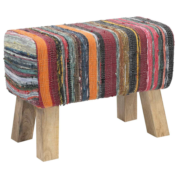bænk 60 x 30 x 45 cm Ægte Læder Flerfarvet