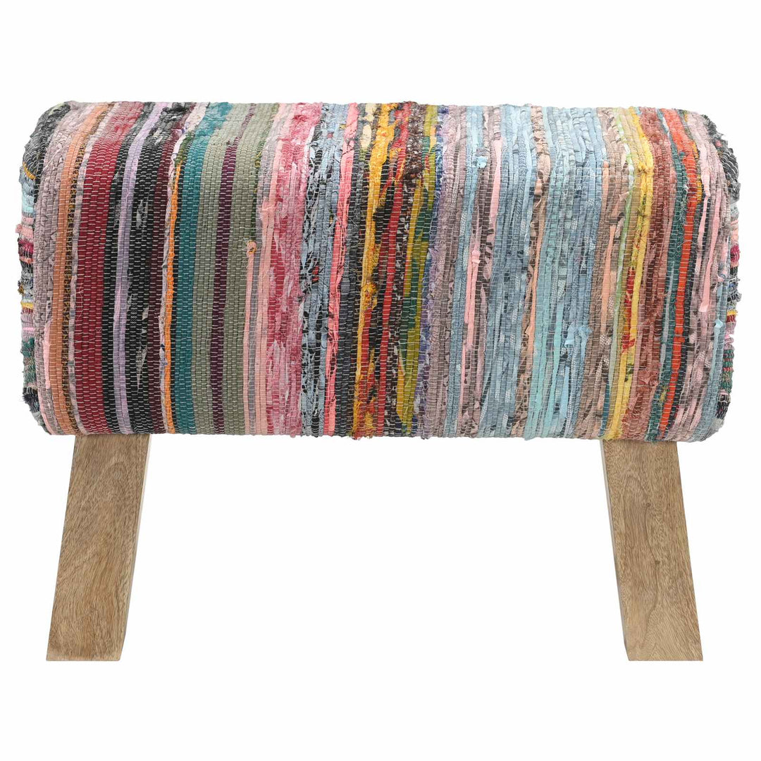 bænk 60 x 30 x 45 cm Ægte Læder Flerfarvet