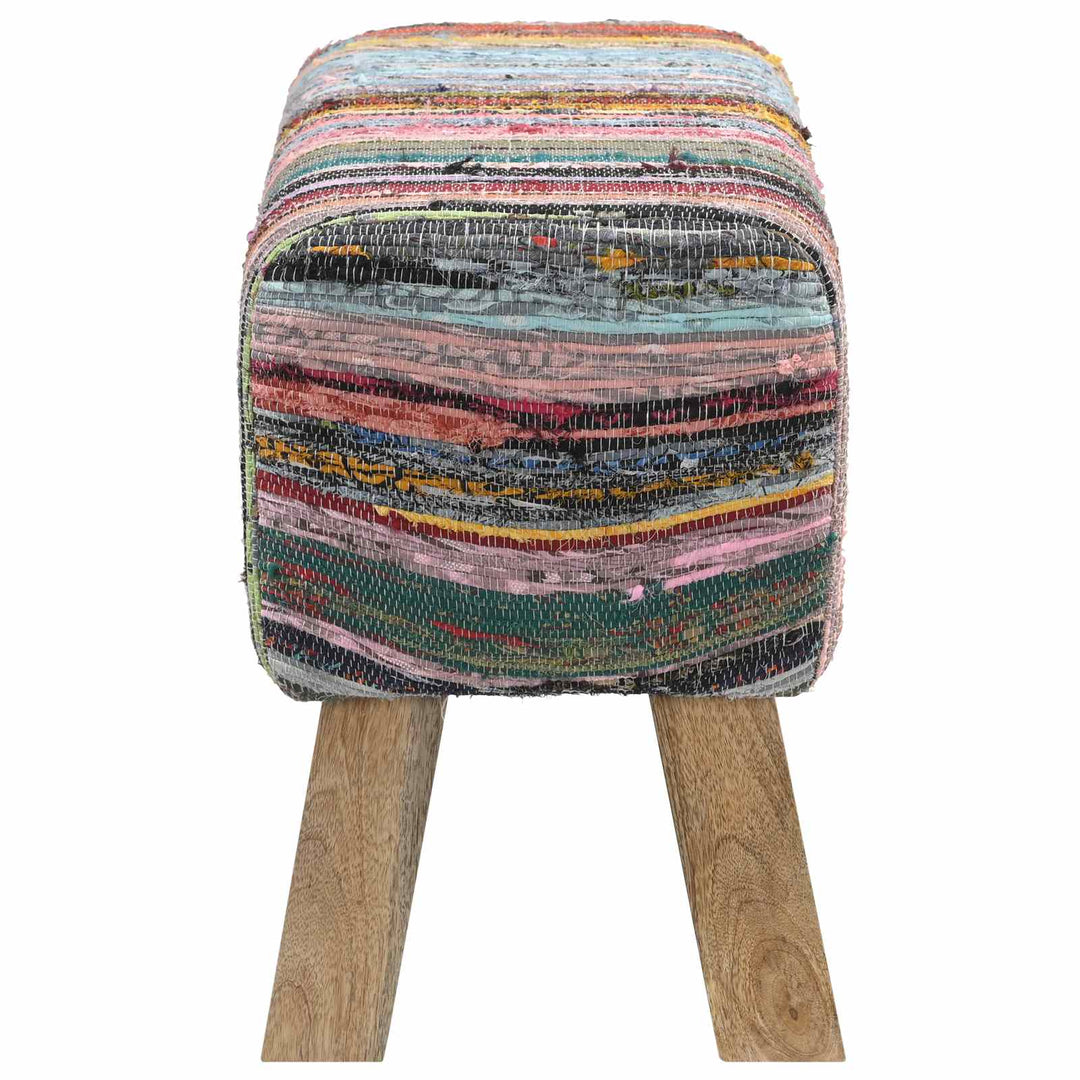 bænk 60 x 30 x 45 cm Ægte Læder Flerfarvet