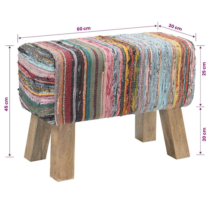 bænk 60 x 30 x 45 cm Ægte Læder Flerfarvet