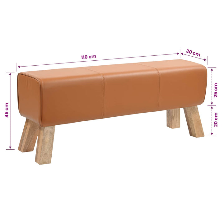 bænk 110 x 30 x 45 cm Ægte Læder Brun
