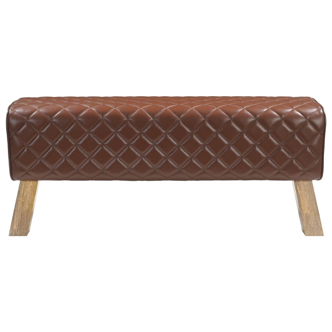bænk 110 x 30 x 45 cm Ægte Læder Brun diamant