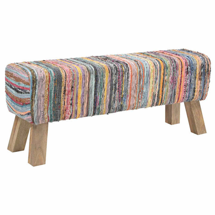 bænk 110 x 30 x 45 cm Ægte Læder Flerfarvet