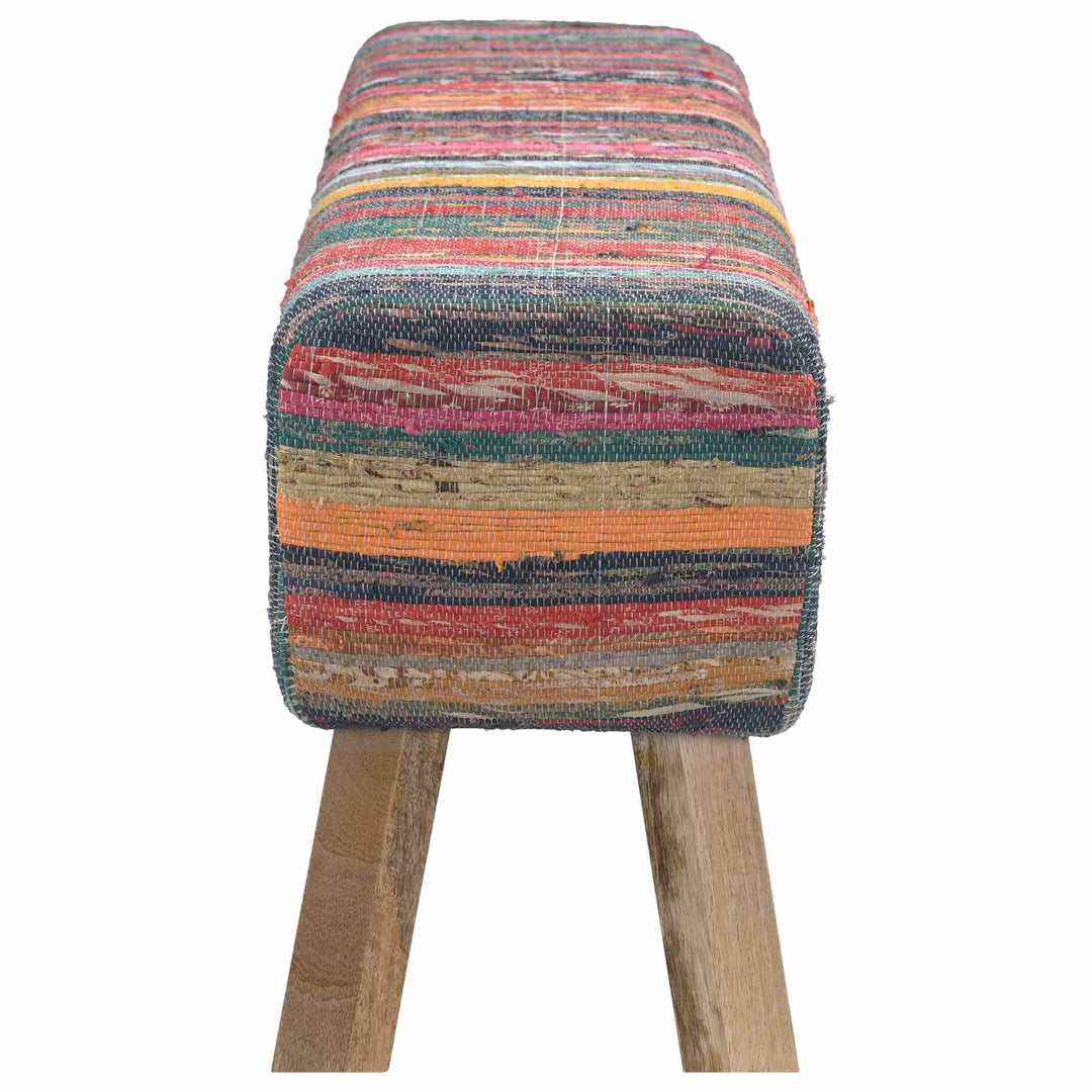 bænk 110 x 30 x 45 cm Ægte Læder Flerfarvet