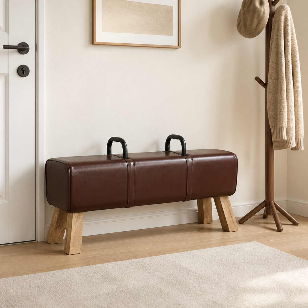 bænk Mørk Brun 110 x 30 x 45 cm Ægte Læder