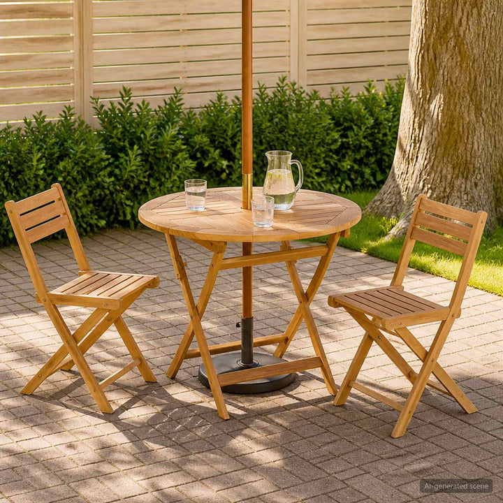 Sammenklappeligt havebord Naturfarvet Ø 90 x 75 cm