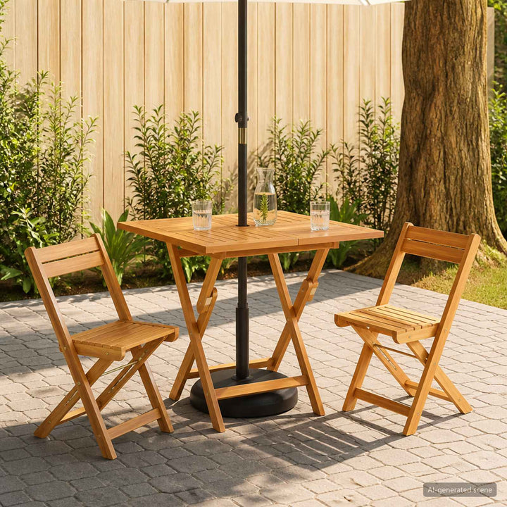 Sammenklappeligt havebord Naturfarvet 90 x 90 x 75 cm