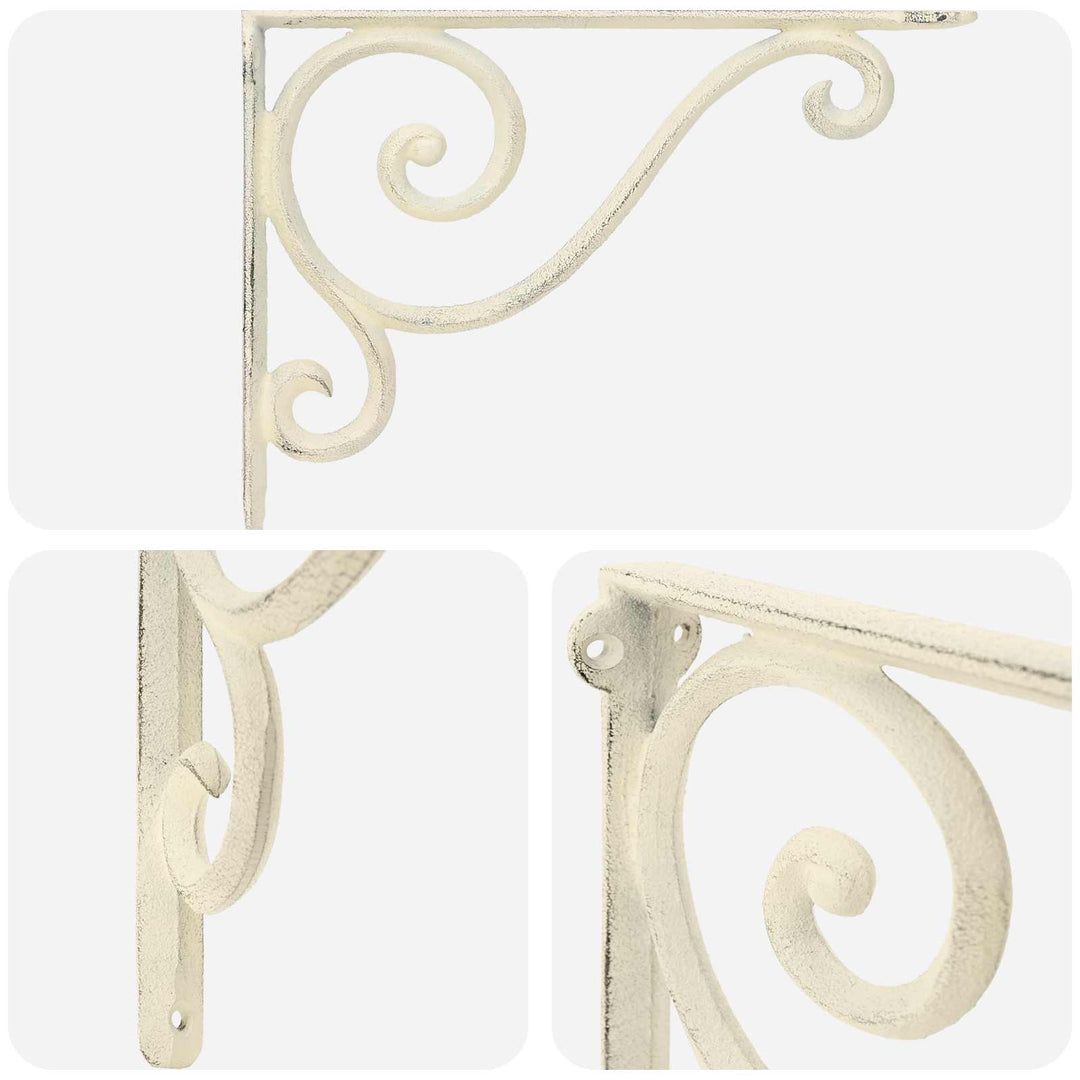 Væghylde beslag 2 stk. Antik hvid 23.5 x 28 x 3.5 cm Stål