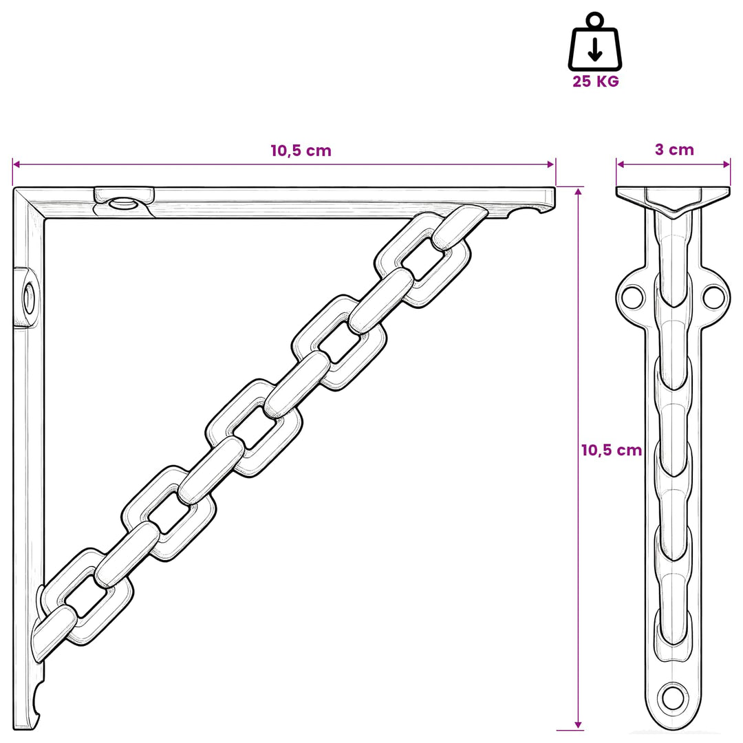 Væghylde beslag 12 stk. Sort 10,5 x 10,5 x 3 cm Stål