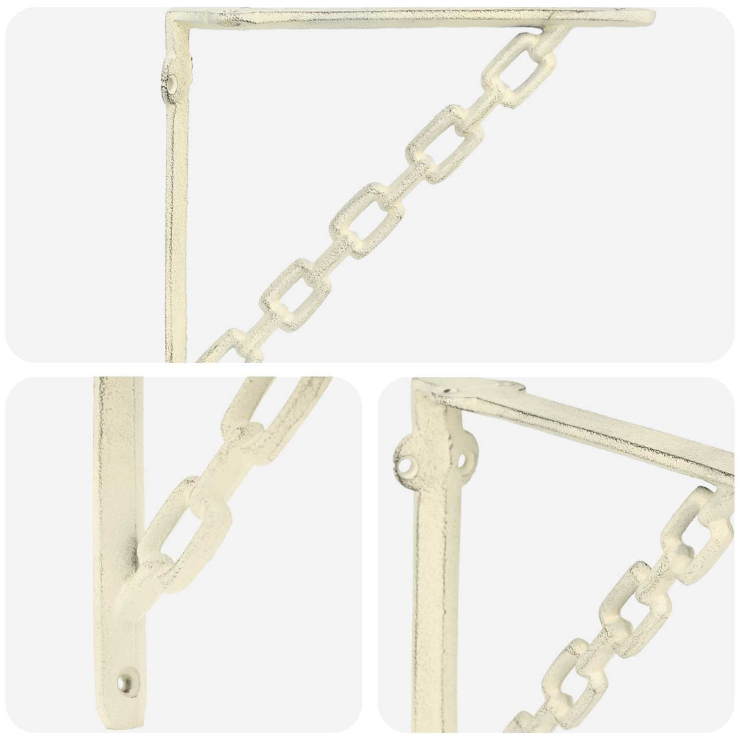 Væghylde beslag 12 stk. Antik hvid 14.5 x 14.5 x 3 cm Stål