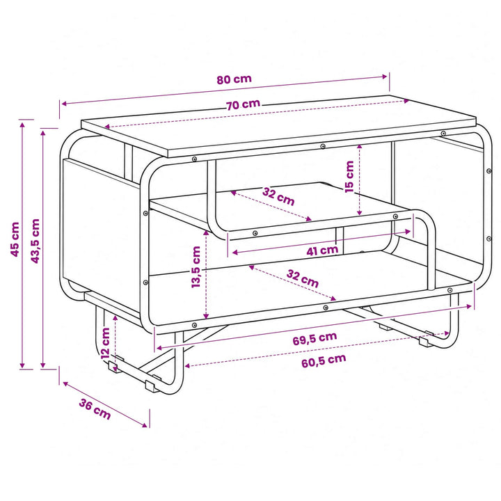 TV-bord 80 x 36 x 45 cm Sort eg Konstrueret træ