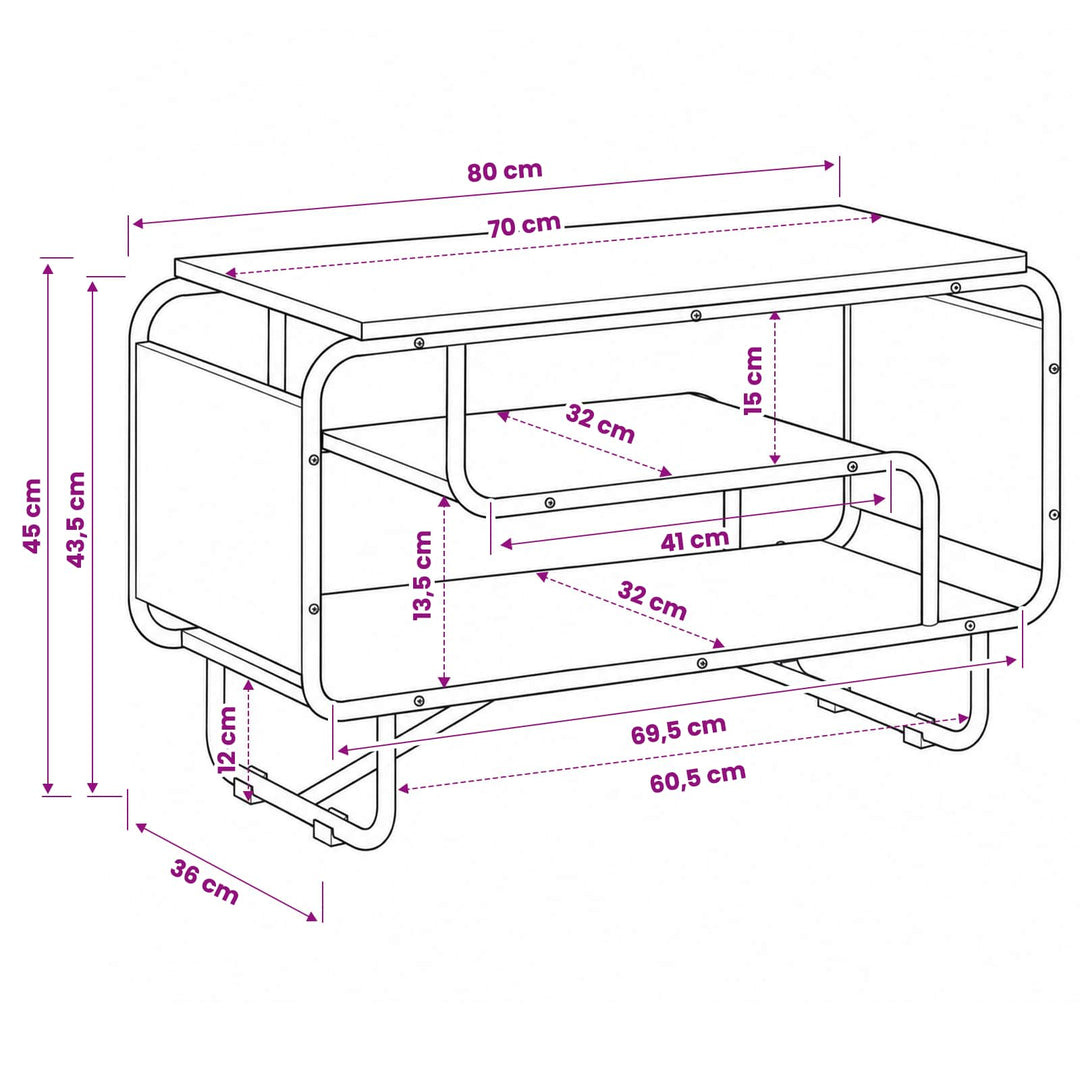 TV-bord 80 x 36 x 45 cm Gammelt træ Konstrueret træ