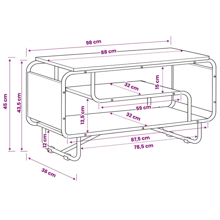 TV-bord 98 x 36 x 45 cm Røget eg Konstrueret træ