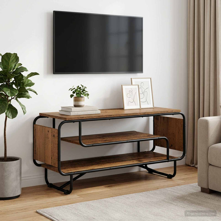 TV-bord 98 x 36 x 45 cm Gammelt træ Konstrueret træ
