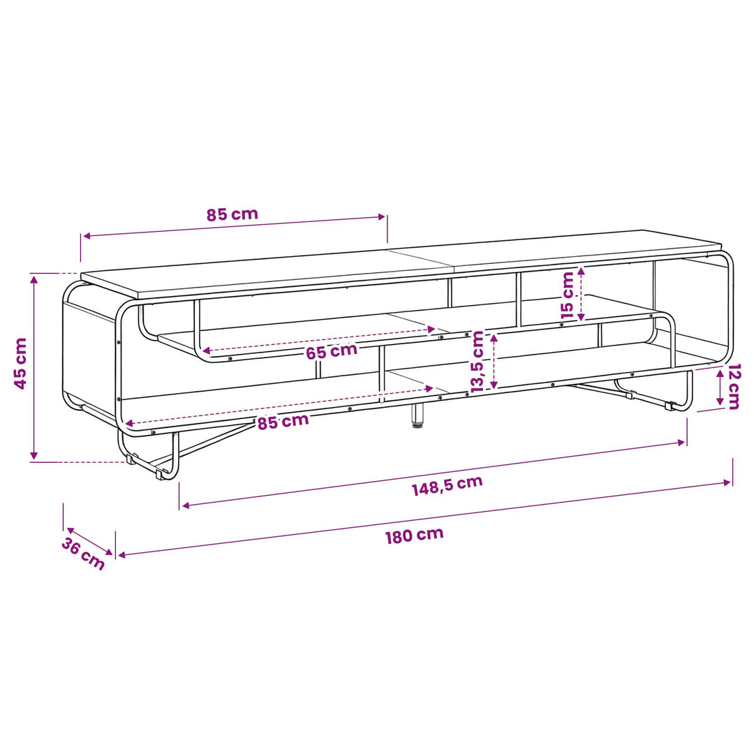 TV-bord 180 x 36 x 45 cm Gammelt træ Konstrueret træ