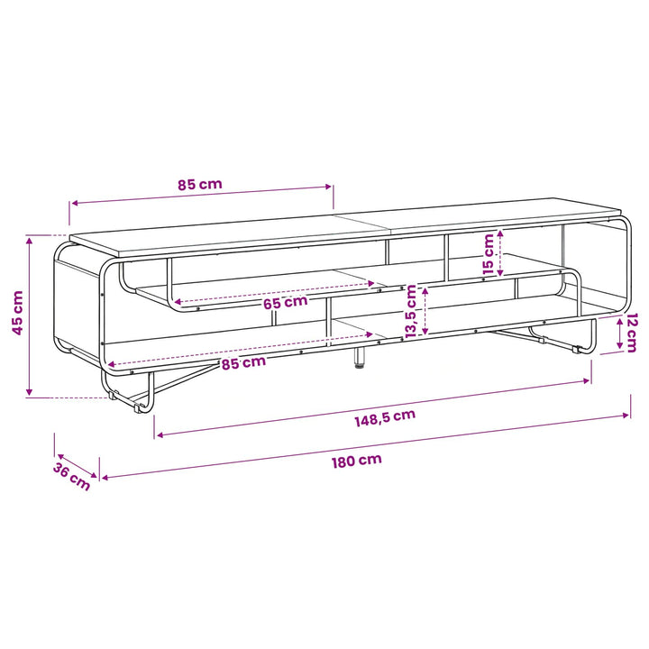 TV-bord 180 x 36 x 45 cm Gammelt træ Konstrueret træ