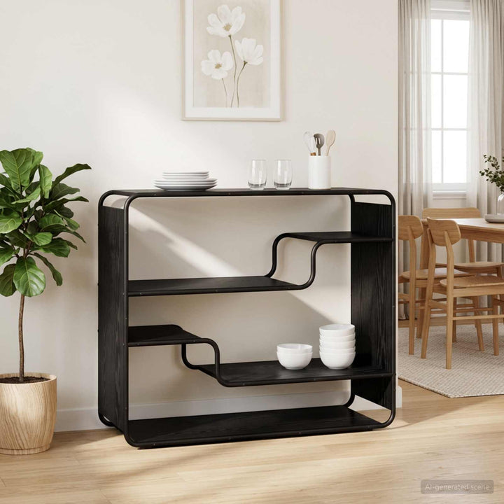Skænk Sort eg 98 x 37.5 x 75.5 cm Konstrueret træ