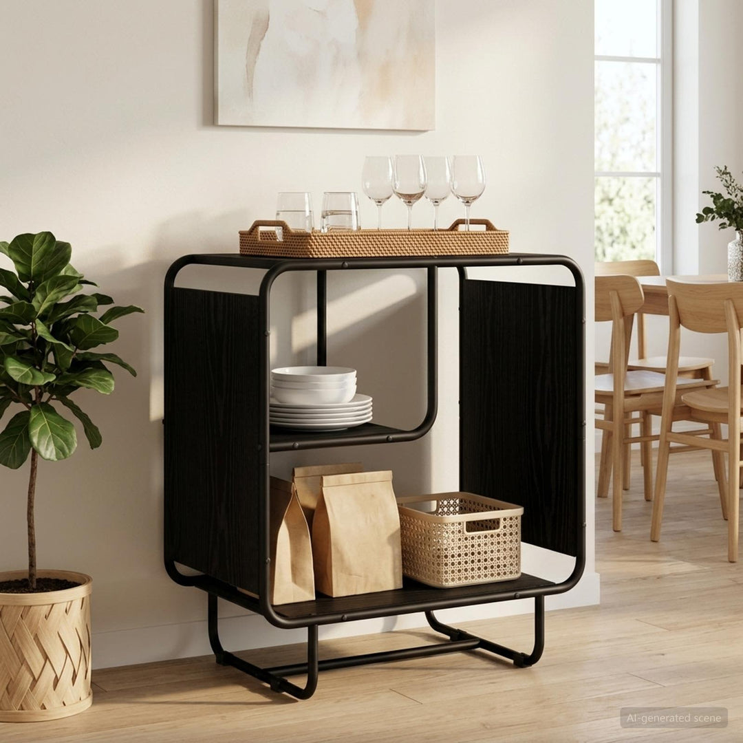Skænk Sort eg 60 x 37,5 x 64,5 cm Konstrueret træ