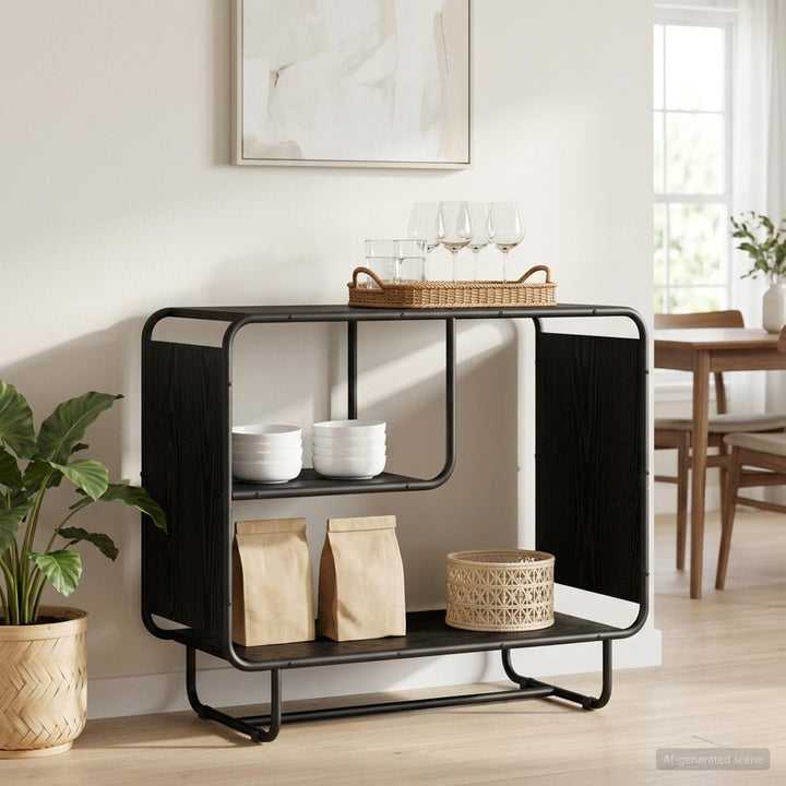 Skænk Sort eg 80 x 37.5 x 64.5 cm Konstrueret træ