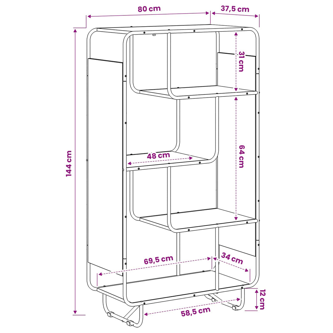 Highboard Røget eg 80 x 37,5 x 144 cm Konstrueret træ