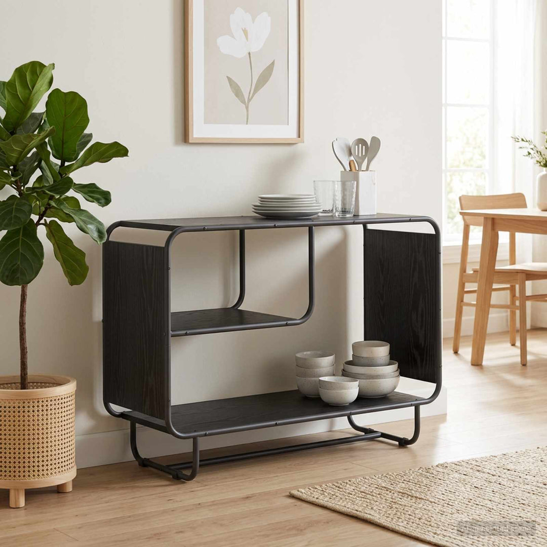 Skænk Sort eg 93.5 x 37.5 x 64.5 cm Konstrueret træ