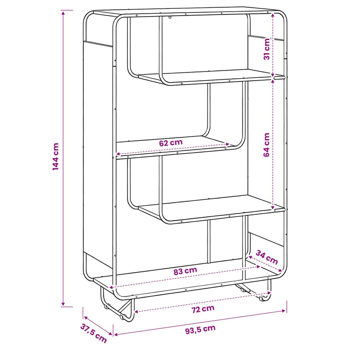 Highboard Sort eg 93.5 x 37.5 x 144 cm Konstrueret træ