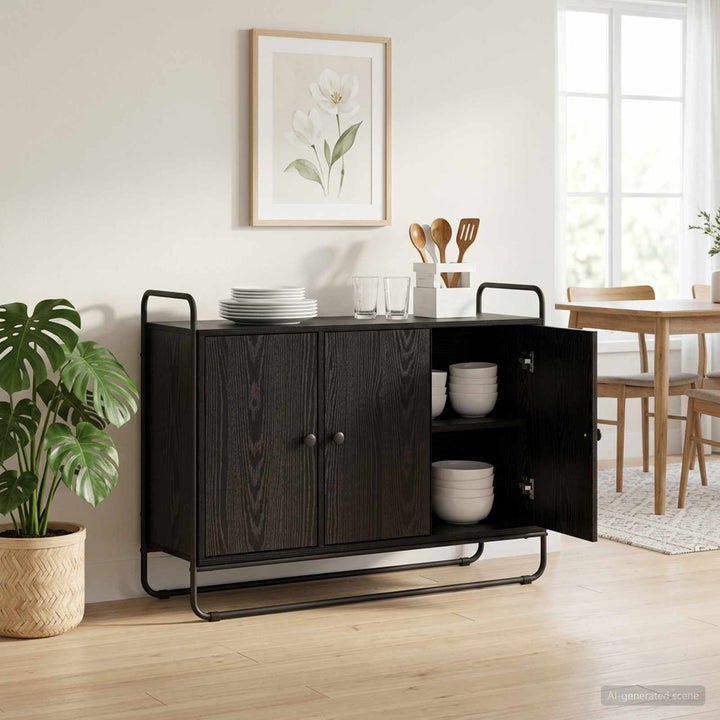 skænk Sort eg 102 x 35 x 75 cm Konstrueret træ