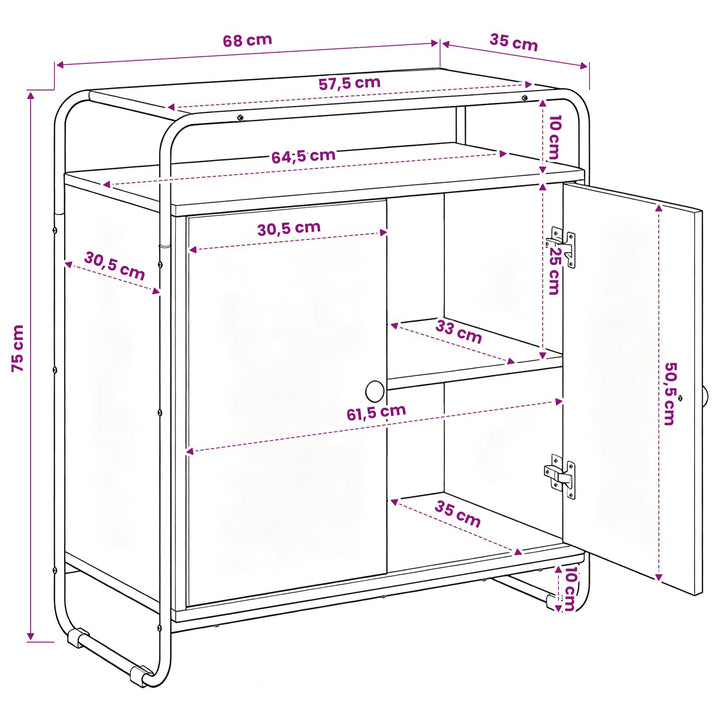 Skænk Sonoma-eg 68 x 35 x 75 cm Konstrueret træ