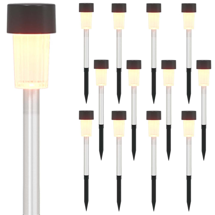 Udendørs sollys med jordspyd 12 pcs Varm hvid 29,5 cm