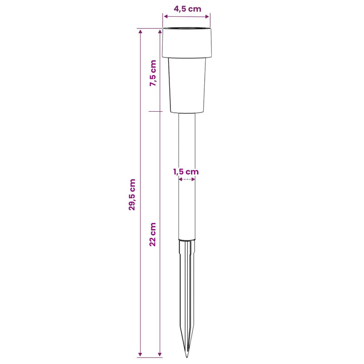 Udendørs sollys med jordspyd 12 pcs Varm hvid 29,5 cm