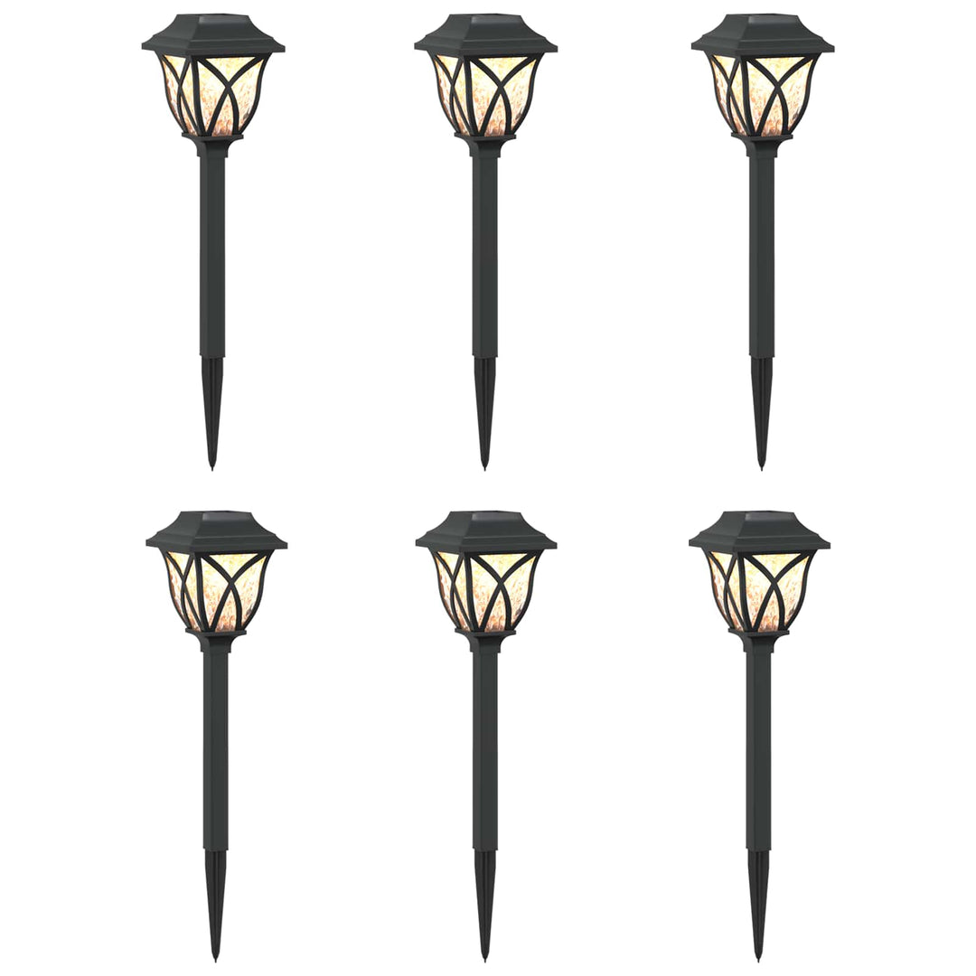 Udendørs sollys med jordspyd 6 pcs Varm hvid 42 cm PP