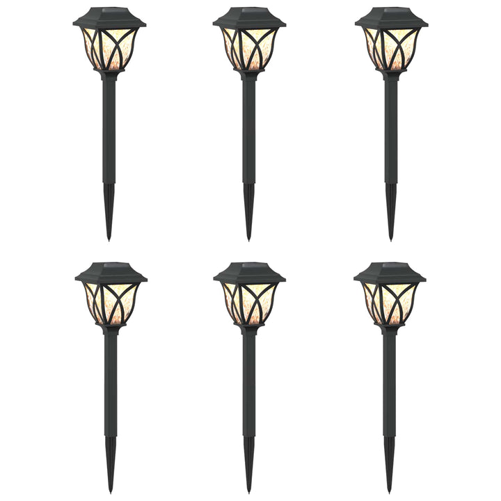 Udendørs sollys med jordspyd 6 pcs Varm hvid 42 cm PP